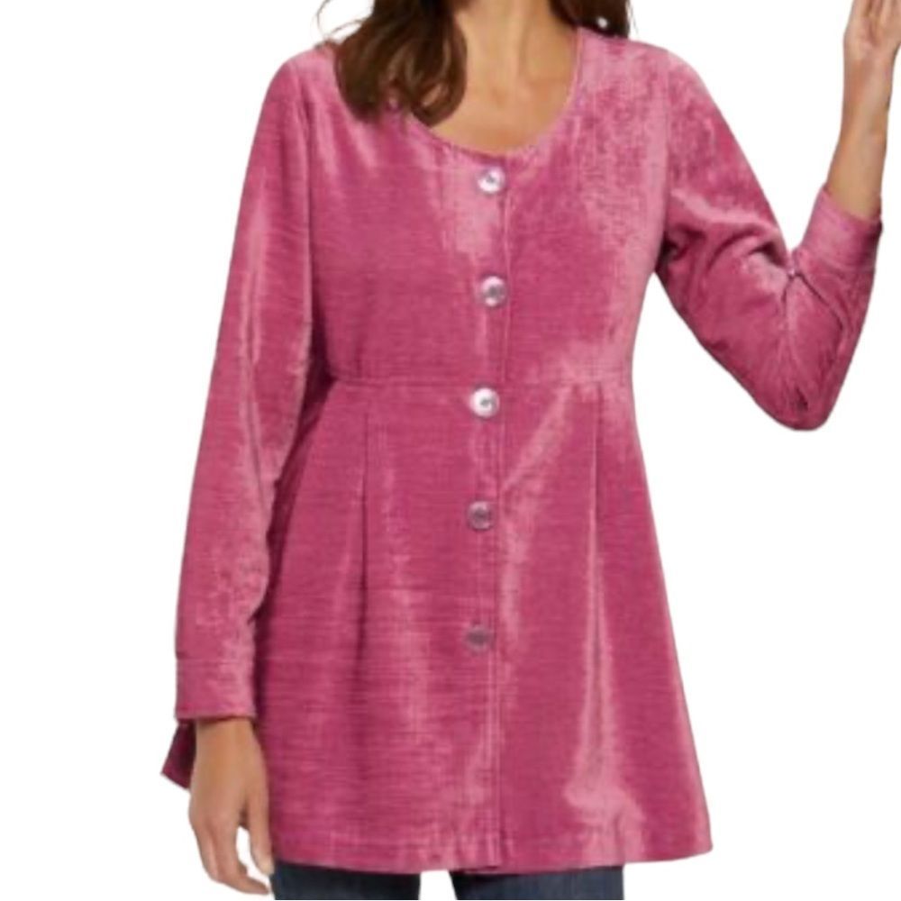 SOFT SURROUNDINGS Fiona Button Down Long Sleeve Velvet Tunic Mini Dress XL NWOT